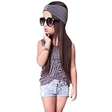 FEITONG 1Set Kid Baby Girls Vest Top Clothes + Jeans Pants Shorts+Scarf Suit Outfit (Age 4-5Y)
