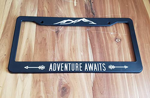 Adventure Awaits License Plate Frame For Car Truck RV Custom Vehicle Tag Holder