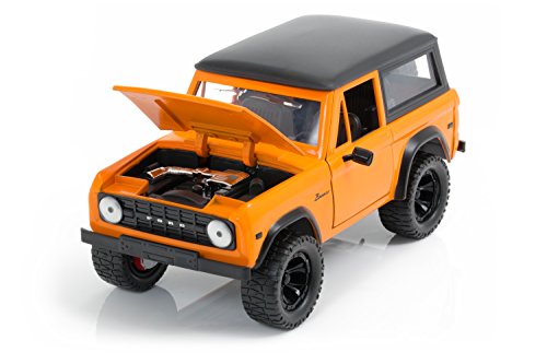 NEW 1:24 W/B JADA TOYS JUST TRUCKS COLLECTION - ORANGE 1973 FORD BRONCO Diecast Model Car By Jada Toys
