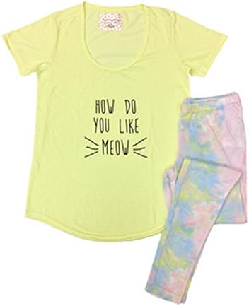 Kings n Queens Big Girls Yellow How Do You Like Meow Tee Legging Set 12