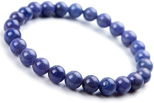 7mm Jewelry Bracelet Natural Tanzanite Crystal Gemstone Elastic Round Beads Women Mens