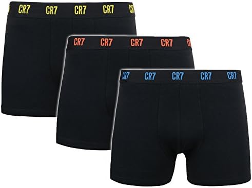 Men’s Boxer Underwear Cr7 Logo Boxer Cristiano Ronaldo Trunk 3-Pack Cotton Black (M)