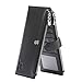 PEIUJIN RFID Blocking Men's Genuine Soft Cow Leather Long Purse Mens Wallet Money Clip (Black)