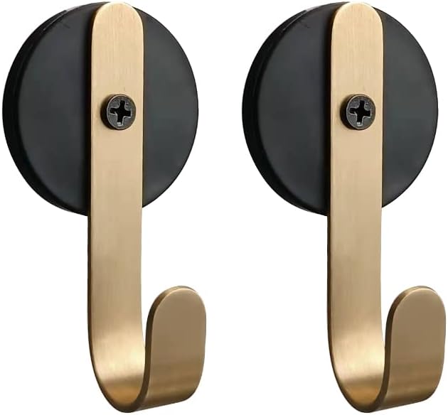 Wreath Hangers - XXhailan 2 Packs Magnetic Hooks Decorative Wreath Hanger for Front Door Magnet Hooks for Hanging Towel Coat Clothes Indoor Outdoor (Thin), Copper,Gold