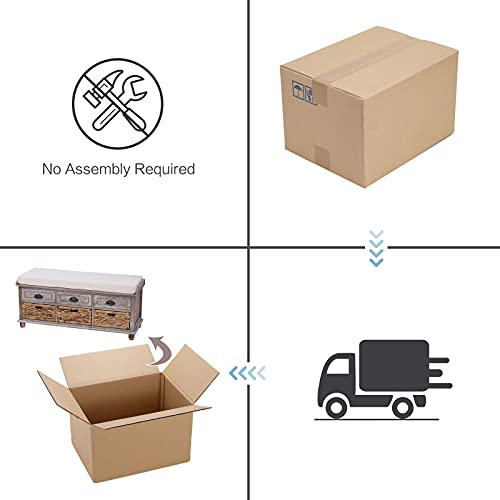 Knowlife Storage Bench Entryway Bench No Assembly Required Shoe Bench with Removable Cushion, 3