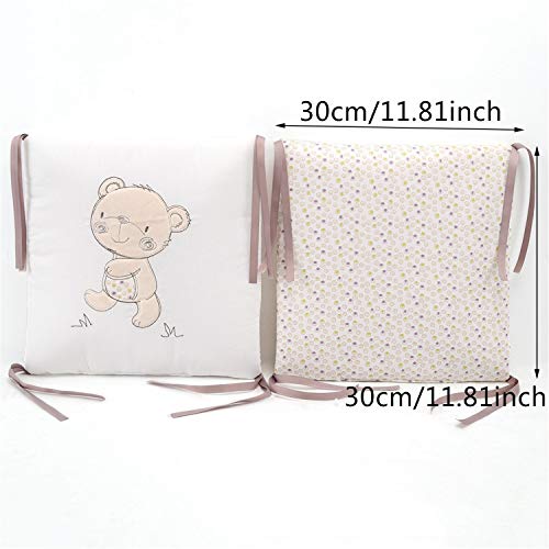 Lehom Baby Crib Bumpers Bear Beige 6 Pieces Baby Crib Bed Liner Bumper Pad Set for Boys Girls Cotton Breathable Washable - Thumbnail 3