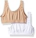 Fruit of the Loom Girls' Santoni Sports Bra 2 Pack, White/Sand, 30