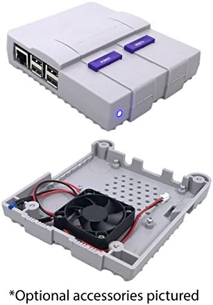 Super Tinytendo Case for Raspberry Pi 3, 2, Model B (+ Large Cooling Fan, + Blue LED)