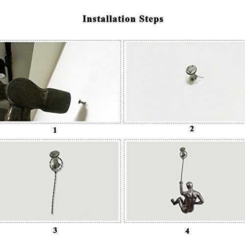 Olpchee 6Pcs Nordic Resin Climbing Man Wall Sculpture Creative Hand-Finished Wall Art Home Decor Sculptures Statues (Silver Rust) - Thumbnail 6