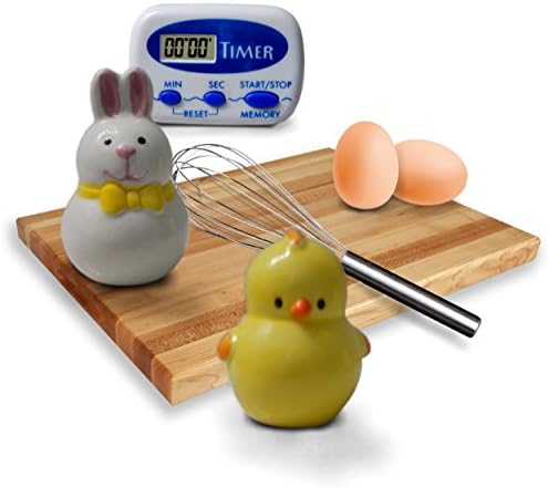 Easter Bunny/Chick Ceramic Cute Salt &amp; Pepper Shaker - Stainless Steel Wire Whip, Balloon Whisk 10 Inch With Bonus Digital Timer