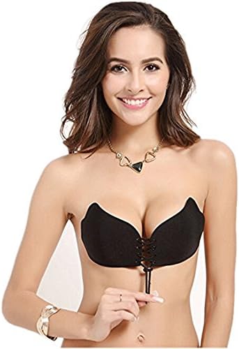 Lnabni Strapless Bra Push Up Backless Self Adhesive Bra Reusable Padded Invisible Bra with Drawstring, Pack of 2