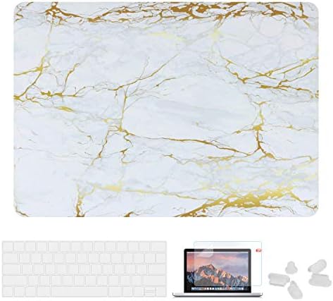 Utryit MacBook Pro 15 Case 2018 2017 2016 Release A1990/A1707 Shell, Hard Case Cover and Keyboard Cover for Apple MacBook Pro 15" (2018/2017/2016) with Touch Bar and Touch ID Marble (PJH-010)