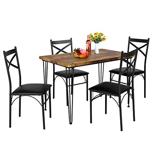 VECELO Room Table Chairs Ideal for Home Kitchen Breakfast Nook