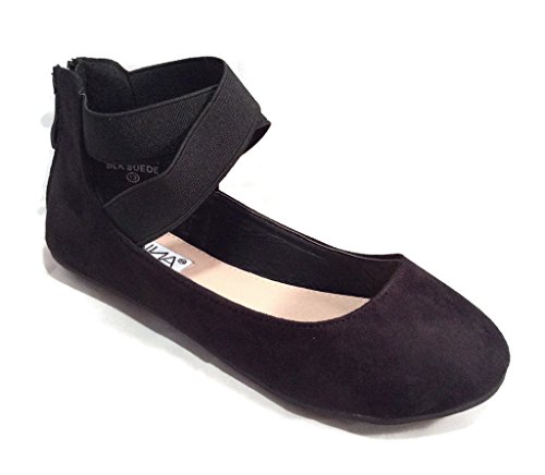 Anna girl kids dress ballet flat elastic ankle strap fa…