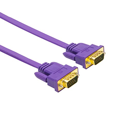 DTECH Ultra Slim Flat VGA to VGA Cable 6 Feet in Purple 1.8m