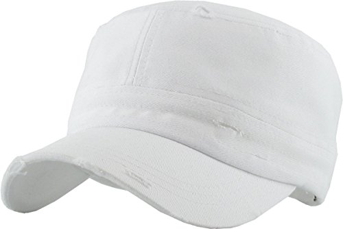 Vintage Distressed Cadet Army Cap Basic Everyday Military Style Hat