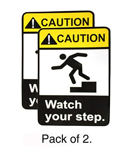 eSplanade Caution Watch Your Step Warning Sign Sticker Decal - Easy to Mount Weather Resistant Long Lasting Ink (Size -7.5"x5.5") - Thumbnail 4