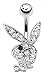 Multi Paved Gems Bunny 316L surgical Steel Navel Belly Button Ring