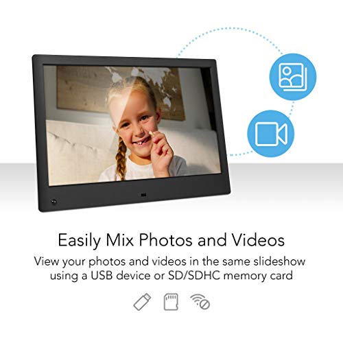 NIX Advance 13 Inch USB Digital Picture Frame, Full HD IPS Display, Auto-Rotate, Motion Sensor, Remote Control - Mix Photos and Videos in The Same Slideshow