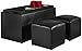 Convenience Concepts Designs4Comfort Sheridan Storage Bench with 2 Side Ottomans, Black