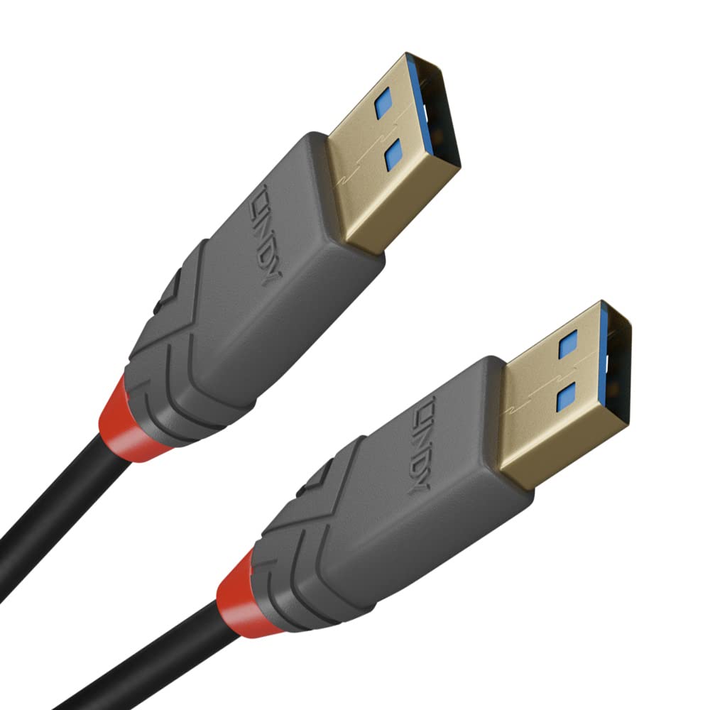 Lindy 1m USB 3.2 Type A to A Cable, 5Gbps, Anthra Line, High Speed Data Transfer. Compatible with External Hard Drives, Cameras, Docking Stations, Switch, Hub, Printer, TV, Web Cam, DVD & Blu-Ray