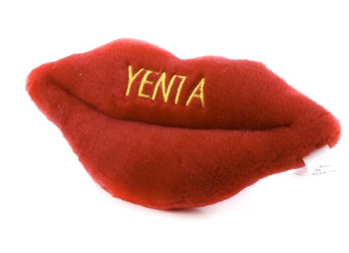 Copa Judaica Chewish Treat Yenta Lips Squeaker Plush Dog Toy, 7 by 3-Inch, Red