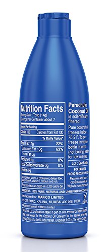 Parachute Coconut Oil 3 fl.oz. (89ml) - 100% Pure, Unrefined, Expeller Pressed