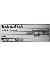Amazing Nutrición Taurine 100 Cápsulas – 1000 mg – Antioxidante de aminoácidos de grado...