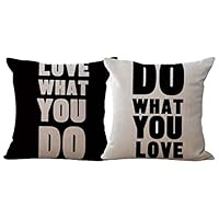 HomeTaste Pair of Do What You Love And Love What You Do Decorative Throw Pillow Covers