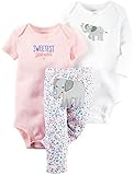 Carter's Baby Girls' 3 Pc Back Art 126g368, Elephant, 12 Months