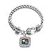 Inspired Silver - Autism Awareness Jigsaw Braided Bracelet for Women - Silver Square Charm Bracelet with Cubic Zirconia Jewelry