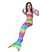 Anbaby Girl's 3 Pcs Mermaid Tail Swimwear Children Mermaid Clothing Cosplay Bikini Swimsuit Rainbow Style2 120CM