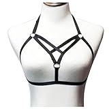 Jelinda Women Harness Elastic Cupless Cage Bra Hollow Out Strappy Crop Top (1)