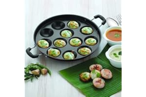 sun waves Indian Snack Appam Maker 12 Pit with Stainless Steel lid