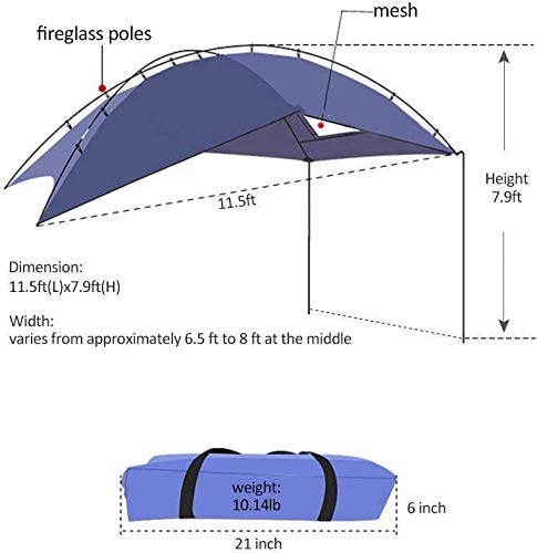 Inlovearts Tente Extérieure De Neige Et De Pluie De Voiture, Camping En Plein Air, Tente De Camping-car Familial, Tente à Hayon Côté Voiture, Tente De Voiture De Tente D’ombre 350 * 240 * 105cm