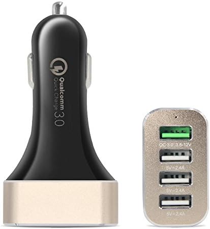 4 Port QC 3.0 Quick Car Charger 54W Power Drive USB Output High Speed with Quick Charge 3.0 Car Charger Adapter Black for Android iPhone and More