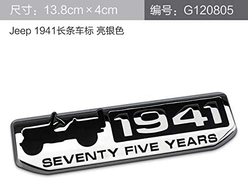 Vintage 1941 75 Anniversary Bar Round Star TRAIL RATED Badge Chrome Metal Car Styling Sticker for Jeep Wrangler Cherokee Compass,1941 silver