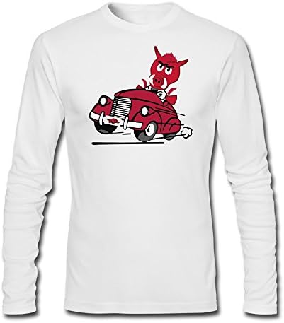 YAK Men's Arkansas Razorbacks Driving Car Tshirt White 100% Cotton