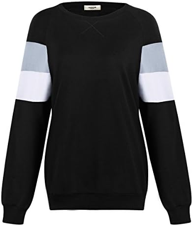 NIOFEI Women's Long Sleeve Striped Casual Tops Crewneck Pullover Sweatshirt For Women Black XLarge