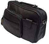 Roma Genuine Black Leather Organizer Bag Handbag Purse