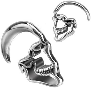 Earrings Rings 316L Surgical Steel Skull Hanging Taper o Gauge - Sold as a pair