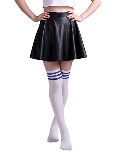 College Football Cheerleading Costumes - HDE Women Three Stripe Over Knee High Socks Extra Long Athletic Sport