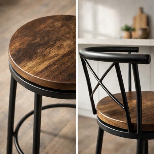 SIMPLE HOGAR Bancos para Barra, un Conjunto de Dos sillas Bancos para Barra, con Asiento Giratorio de 360° y una Altura de 90 cm.