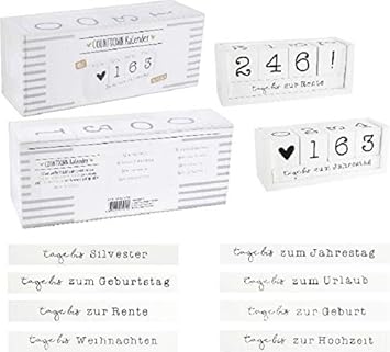 Topshop24you wunderschöner Memowürfel,Countdown Würfel, Countdown Kalender aus Holz zum runter zählen für 8 Verschiedene Anlä