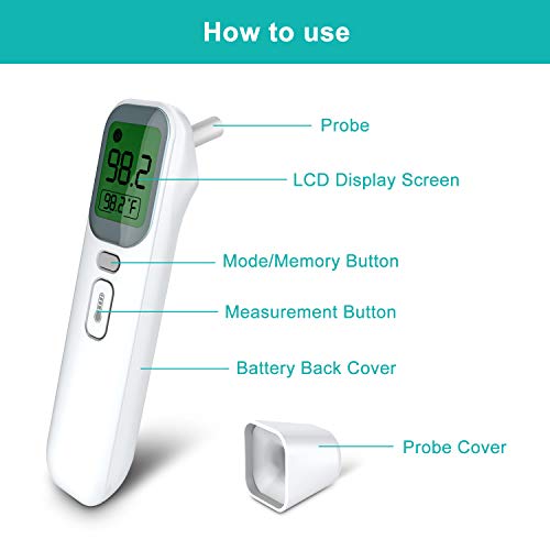 Vibeey Thermometer for Adults, Touchless Forehead and Ear Thermometer for Fever, 4 Modes Digital