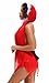 Fantacharm Womens Lingerie Red Christmas Babydolls See-Through Mini Skirt Santa Claus Jingle Bells