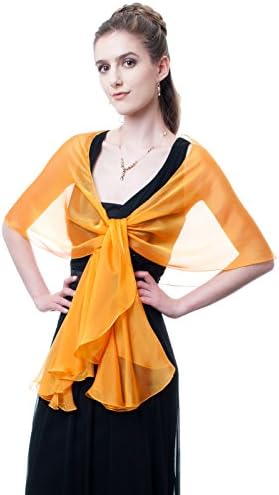 FLUTTERING SCARF for Wedding Evening Dress. Marigold Yellow 100% Silk Chiffon Wrap