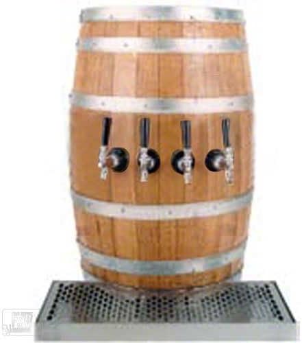 Glastender (WB-4-R) - Wood Barrel 4-Faucet Wall Mount Tower