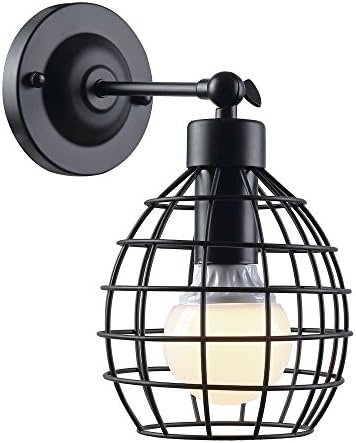 Wire Cage Wall Sconce, KOONTING Metal Industrial Wall Light,Vintage Semi Flush Mount Ceiling Light Lamp Fixture for Headboard Bedroom Garage Hallway Porch Mirror.