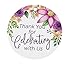 Juvale 120-Pack 2.1 Inch Floral Round Thank You for Celebrating with Us Paper Tags Hang Labels with String - Thank You Tags